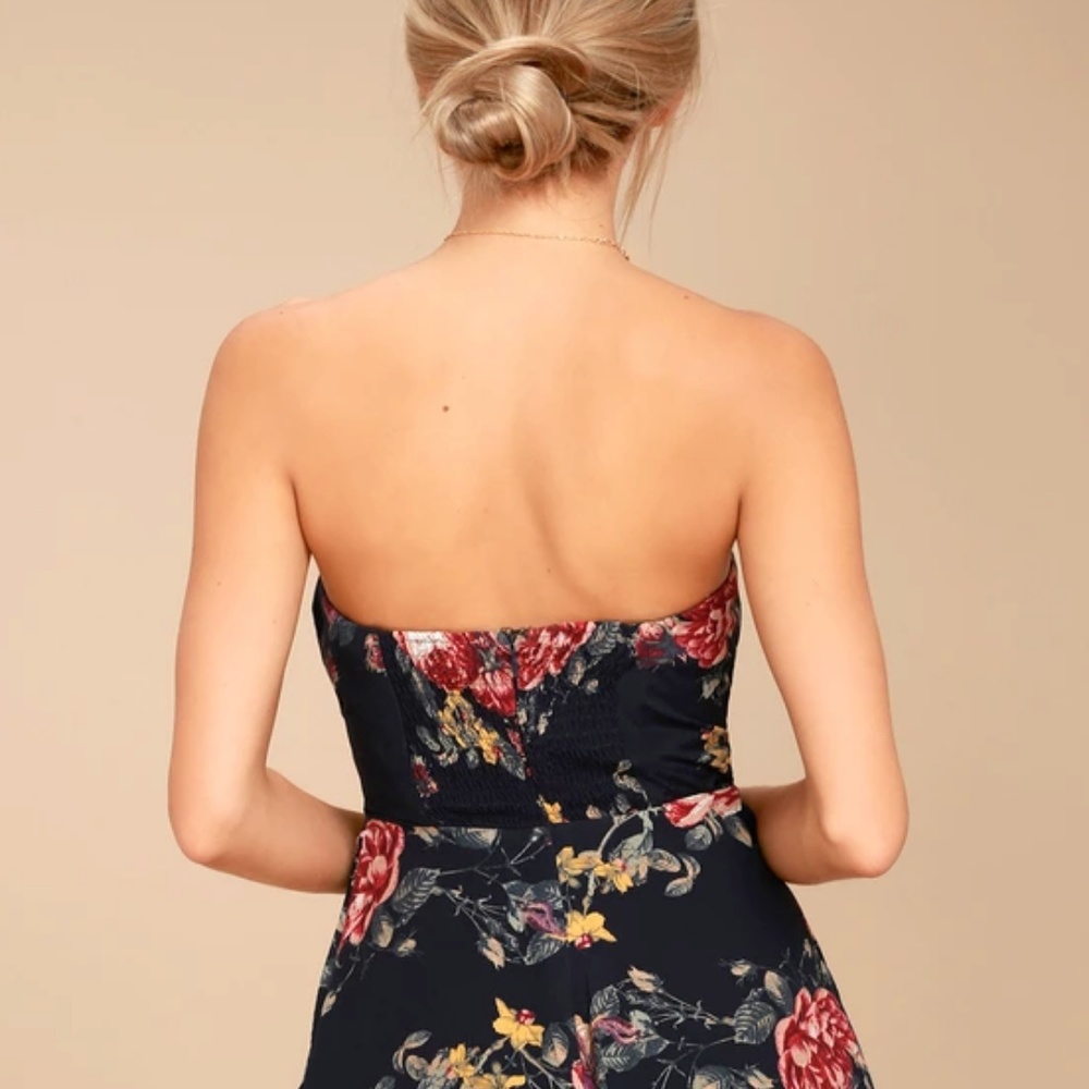 Lulu's FLORAL PRINT STRAPLESS DRESS - Picture 3 of 4